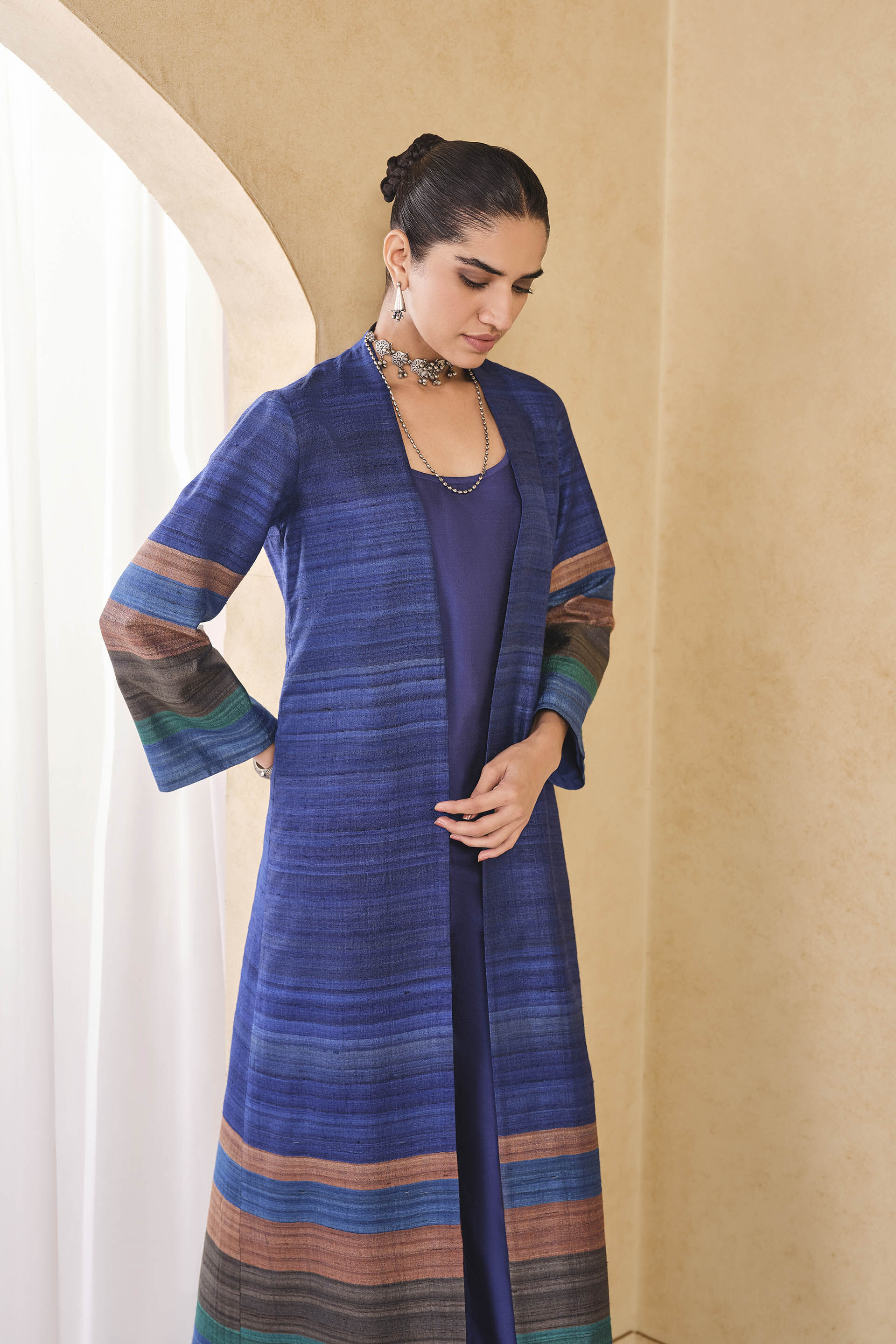 Rufaro Silk Jacket Set - Blue, Blue, image 4